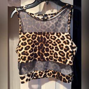 SHEIN Animal Print Mesh Crop Top